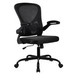 T-THREE. adjustable office chair,ergonomic mesh swivel chair,office chair,desk chair,lumbar support,height adjustable,360°swivel rocking function,with 90° flip armrests,mesh back office chair (Black)