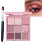 Pink Eyeshadow Palette,Make-Up Palettes,9 Colour Glitter Matte Eye Shadow Pallets,Shimmer Glitter Eye Shadow Pallets,Bright Eyeshadow Palettes,Makeup Eyeshadow,Long Lasting Highly Pigmented Eye Shadow