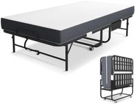 EKJ Folding Bed with Mattress and Side Pocket, Portable Rollaway Foldable Beds on Wheels with High Density Memory Foam Mattress, 450 lbs Capacity