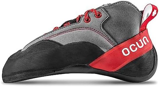 Ocun Jett Crack Rock Climbing Shoes | Performance Shoe for Crack and Trad Climbing, Grey/Red, 12