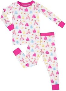 LollyBanks Toddler Pajamas for Girls, Long Sleeve Two-Piece Pajama Set, Lightweight 95% Viscose and 5% Spandex, Stretchy Toddler Sleepers, Breathable Baby Pajamas 18-24 Months (Princess Print)