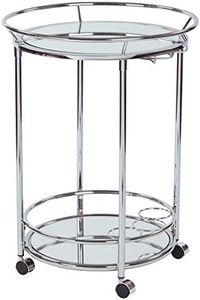 OSP Designs Royse Round Serving Chart with Chrome Finish and Mirror Shelves