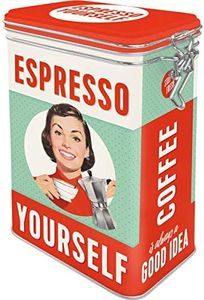 Nostalgic-Art Contenitori da caffè retrò Espresso Yourself – Idea Regalo per la Cucina, con Coperchio Salva Aroma, Design Vintage, 1,3 l