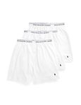 POLO RALPH LAUREN Men's Classic Fit Cotton Knit Boxer Shorts - 3 Pack, White/Cruise Navy, Small