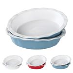 Eidoct 9 Inch Pie Dish Ceramic, 23cm Pie Pans for Baking, Crinkle Rim Pie Dish for The Oven, Pie, Tart & Quiche Pans for Cooking, Baking, and Fruit Pies, Set of 2, (Grey Blue)