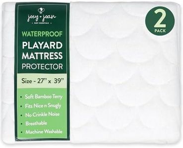 Joey + Joan Waterproof Pack and Play Mattress Pad Protector Cover – Compatible with Graco Pack n Play – 2 Pack Quilted Playard Sheets of Viscose Made from Bamboo – 27" x 39"