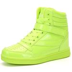 UBFEN Womens High Top Ankle Support Sneakers Vibrant Green Wedge Heel Retro 80s Tennis Shoes for Girls Cosplay Removable Insole Footwear