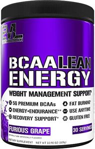 Evlution Nutrition BCAA Lean Energy - Energizing Amino Acid For Muscle Building Recovery And Endurance With A Fat Burning Formula, 30 Servings (Furious Grape)