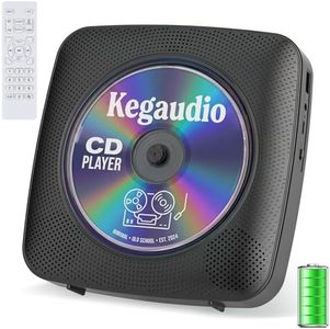 CD Player Portable Bluetooth Rechargeable: CD Players for Home with 1800mAh Kegaudio Desktop Wall CD Player with Speakers FM Radio USB Remote Control (Black)