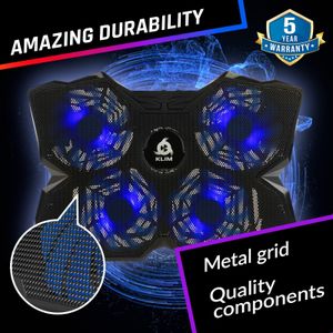 KLIM Wind Laptop Cooling Pad – Blue, High Airflow Cooling Fan