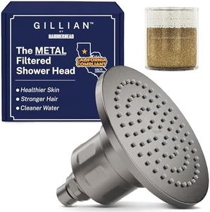 Gillian™ by HammerHead High Pressure Shower Head with Filter – Genuine KDF-55 Filtered Shower Head for Hard Water, Healthier Skin & Hair – Metal 6-Inch Rainfall Showerhead with Filters, Gray