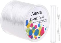Stretchy String for Bracelets, Anezus Elastic String Jewelry Bead Cord with 2pcs Large Eye Beading Needles for Seed Beads, Pony Beads, Bracelets and Jewelry Making White