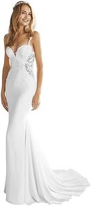 GeRRiT Abito da Sposa Abiti da Sposa Manica Lunga Scollatura a V Ufficio Civile Moda Sposa Abiti da Sposa, Bianco (Bianco 02), 42