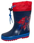 Marvel Boys Spiderman Tie Top Wellingtons Kids Wellies Super Hero Wellington Rain Boots Navy 13 UK Child/EU 32