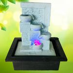 Briovy Waterfall Fountain Indoor Home Decor Polyresin Indoor/Outdoor Water Fountains with LED Lights, Home Decor, Decoration Living Room, Birthday Gift, (Light Blue)