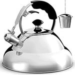 Willow & Everett Whistling Kettle - 3 Litre Stovetop Kettles w/Mirror Finish - Camping Kettle with Infuser for Induction & Gas Stove - Camping Accessories & House Warming Gifts