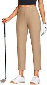 ISEEGZ 27" Capri Pants for Women High Waist Stretch Women's Golf Capris for Summer with Pockets Work Casual Khaki