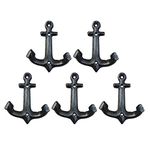 Facaler Nautical Cast Iron Ship Anchor Weathered Nautical Wall Hooks Coat Hook, Screws Included (5 PCS)