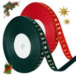 CNMTCCO 2 Rolls 43 Yard Merry Christmas Ribbon Grosgrain Wrapping Rope Merry Christmas Ribbon with Snowflake Pattern for Christmas Favor Party DIY Crafts Package Decor (Gold Font)