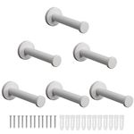 Vanloory Bath Towel Hooks, 6 Pack Round Coat Hooks, Sturdy Wall Mounted Robe Hook, SUS 304 Stainless Steel Heavy Duty Clothes Hanger, Wall Towel Hooks for Bathroom Bedroom Kitchen (4 in, White)