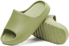 WYFVITDY Pillow Slippers for Men and Women, Quick Drying Cloud Slides Open Toe Thick Soft Platform Slide Sandals Daily Shower Sandals Non-Slip Bathroom Slippers Summer for Indoor & Outdoor (green, Adult, Women, 7.5, Numeric Range, US Footwear Size System, 8.5, Medium)