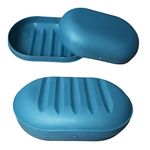 Travel Soap Dish Case Holder With Lid Plastic Soap Box Container Soap Bar Case Storage for Camping Travel School (Blue)