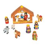 Mini Christmas Nativity Set - 9 Piece Set Includes Manger and 8 Figurines