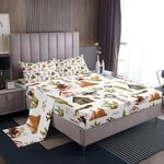 Western Cowboy Sheet King Size,Rustic Farmhouse Cabin Cowboy Bedding Set,Boys Men Adults Bedroom Decor,Horse Cactus Aztec Tribal Country Retro Bed Sheet Set 4pcs(Fitted + Flat + 2 Pillowcases)
