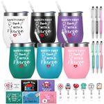 Lifecapido 24 Pcs Nurses Week Gifts Bulk 2024 for Women Men, Nurse Graduation Gift Nurse Practitioner Gift, Appreciation Gifts 6 Nurse Stainless Steel Wine Tumbler