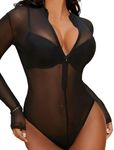 Avidlove Womens Mesh Bodysuit Black