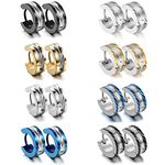 Aroncent 16 PCS Stainless Steel Mens Womens Hoop Earrings Huggie Ear Plug Hypoallergenic