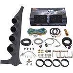 GlowShift 1992-1997 Gray Ford F-150 F-250 F-350 Quad Diesel Package + Black 7 Color 60 Boost, 1500 Pyrometer EGT, Trans Temp & 100 Fuel Pressure Gauges