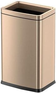 LEASYLIFE 25L/6.6GAL Large Kitchen Trash Can,Tall Open Top Garbage Can,11.81 * 8.66 * 19.68inces,Smooth,Stainless Steel,Commercial,Hospital, Airport