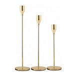 TanChihl 3PCS Taper Candle Holders Candlestick Holder Set for Home Decor, Dinning, Wedding, Party, Anniversary (Golden)