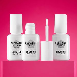 Elegant Touch Brush-On Nail Glue, Clear 6ml – Fast Drying Adhesive