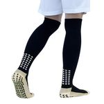 NHCDFA Football Socks, Grip Socks Football Football Grip Socks, Anti-Slip and Thicken Cushion Football Grip Socks Sport Socks Ankle Length Socks for Running Gym Indoor Training (IN, Alpha, L, Black)