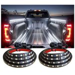 AUTUNEER 60Inch LED Truck Bed Lights, 2PCS White Truck Bed LED (Light Emitting Diode) Lighting Fixtures, Waterproof Truck Bed Lighting Bar Switch Fuse Splitter Cable for RV SUV Vans Cargo Boats