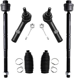 Detroit Axle - Front 6pc Tie Rods Kit for Chevy GMC Silverado Sierra Suburban Yukon XL 1500 Tahoe Cadillac Escalade ESV EXT, 4 Inner & Outer Tie Rod Ends 2 Boots Suspension Kit Replacement