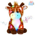 Glow Guards 12’’ Musical Light up Giraffe Stuffed Animals Soft Plush Toy with LED Night Lights Nursery Songs Glow Wildlife Birthday Christmas for Toddler Kids