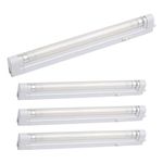 Britalia 4 Pack | White 6W T5 Ultraslim Fluorescent Under Cabinet Switched Striplight Fitting with Diffuser | 2 Metre Mains Cable & Fixing Kit Included | 266mm Length