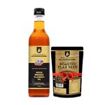 Shree Aanantam Cold Pressed Flax seed Oil - 1Litre | Get Organic Roasted Flax seed Salted With Lemon Flavor - 250g with Cold Pressed Flax seed Oil -1L