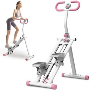 KINMAC Stair Stepper with Adjustable Resistance for Home - Upgrade Climber Workout Machine with LCD Tracking & Space-Saving Design | Ideal for Home Gym, Apartment & Office (White Pink)