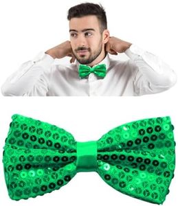 Mantieqingway Sequin Bow Ties for Men/Big Boys Pre-tied Adjustable Shiny Bow Tie Tuxedo Bowties for Banquet Party Wedding (Green)
