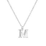 Kraven S925 Silver Initial Necklace Charm Necklace, Dainty Cubic Zirconia Letter Dainty Necklaces Jewelry Birthday Gifts for Women Girls (M)