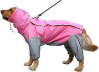 Bhumi Enterprises Dog Raincoats Jumpsuit Rain Snow Coats Waterproof Clothing 4 Four Legs Raincoat Full-Cover Dogs Hooded Poncho(Pink-Grey) (28)