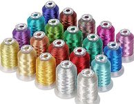 New brothread 20 Assorted Colors Metallic Embroidery Machine Thread Kit 500M (550Y) Each Spool for Computerized Embroidery and Decorative Sewing