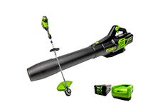 Greenworks PRO 80V Blower + 16-Inch String Trimmer, 2.0 AH Battery and Charger Included 1314102HDVT 170 MPH/ 730 CFM