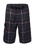 Nonwe Men's Beachwear Board Shorts Quick Dry Plaid Pattern Deep Gray 28