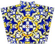 Tile Stickers by Mi Alma 24 pcs Talavera Wall Stencils Wall Stickers Peel and Stick Easy Application – Ideal for Bathroom, Kitchen Wall Tile Decals (6x6 Inch, Yellow Blue H12)