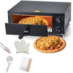 Commercial Electric Pizza Oven, 12 Inch Stainless Steel Countertop Pizza Maker with 60-Min Timer, for Pizzeria, Food Truck, Home Kitchen, Black
